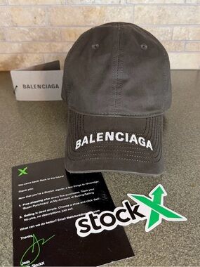 Balenciaga Charcoal Gray Curved-Brim Logo Cap